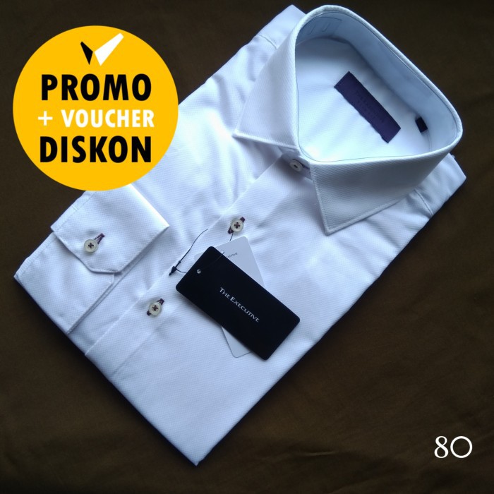 Order Langsung THE EXECUTIVE - Kemeja Kerja Lengan Panjang Pria - Putih - 080 Slim, XXL Limited
