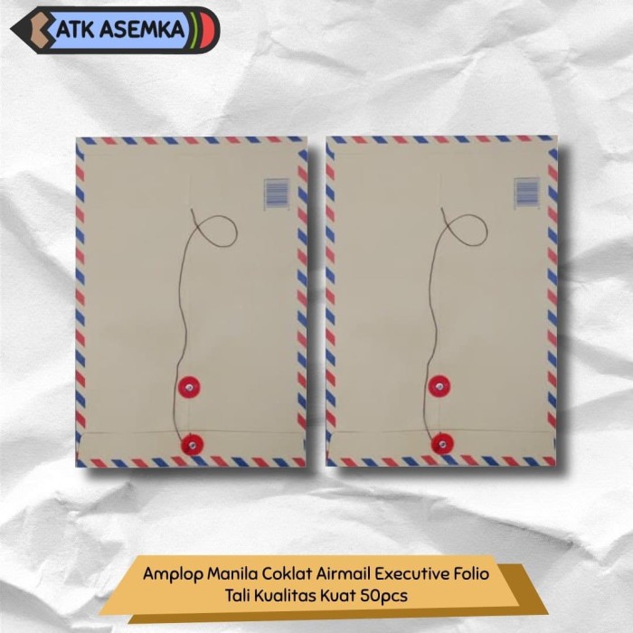 

Amplop Manila Coklat Airmail Executive Folio Tali Kualitas Kuat 50pcs Atk