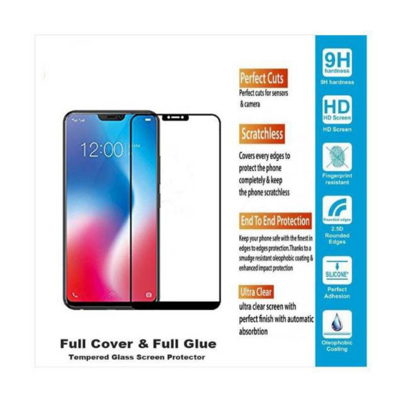 TEMPERED GLASS FULL COVER KUALITAS PREMIUM 9H VIVO V9