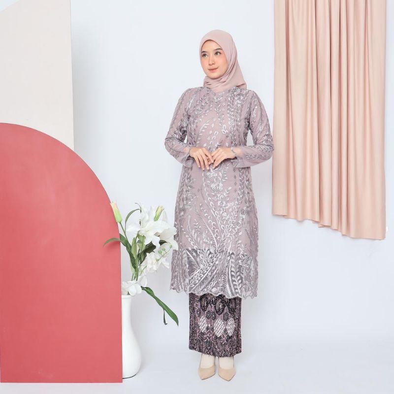 Permata Olshop / Tunik Selaras QN / Kebaya Tunik Modern / Baju Pesta Wanita / Kebaya Kondangan / Setelan Kebaya Tunik