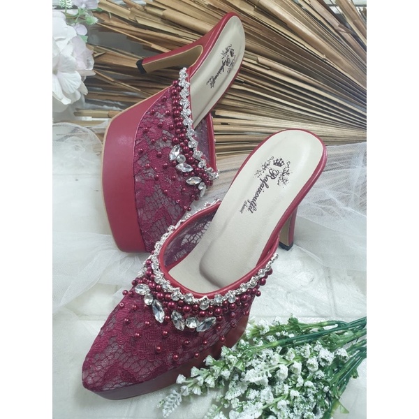 sepatu syantika merah Maroon 12cm