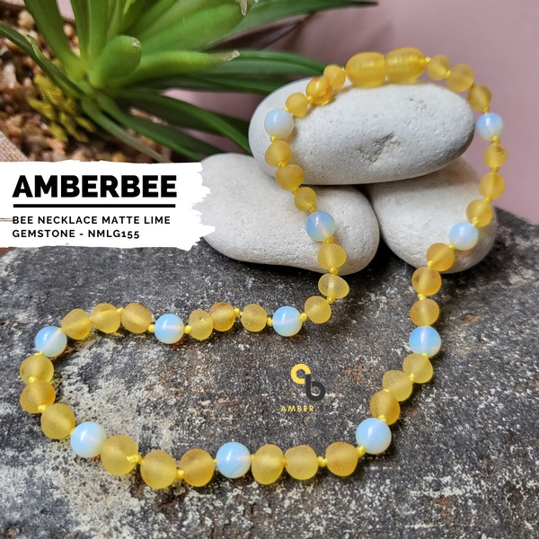 Kalung Amber Pereda Nyeri Tumbuh Gigi Anak Premium Mix Gemstone NMLG155 By Amber Bee