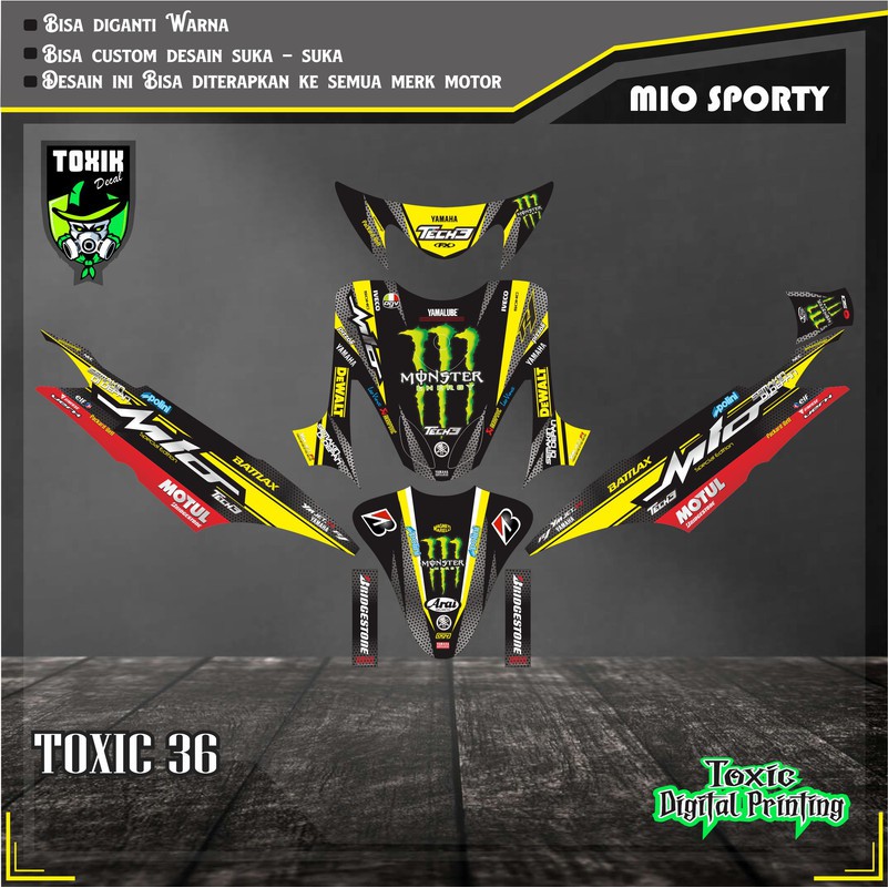 Sticker Decal YAMAHA MIO SPORTY MONSTER HIJAU HITAM