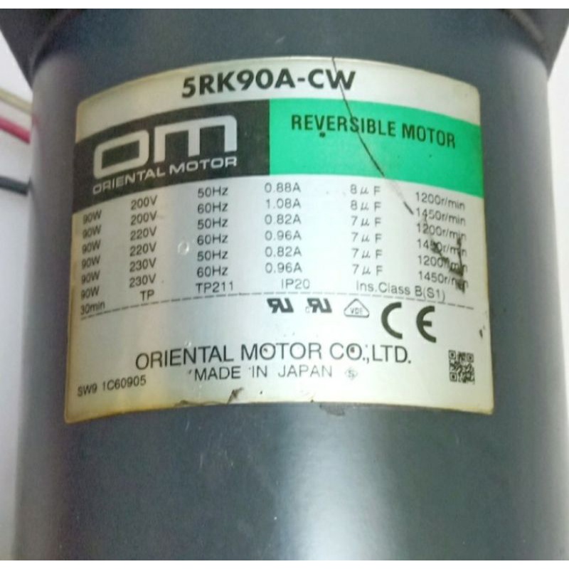 Motor Oriental Ac 220V 90W 1450Rpm 1.08A