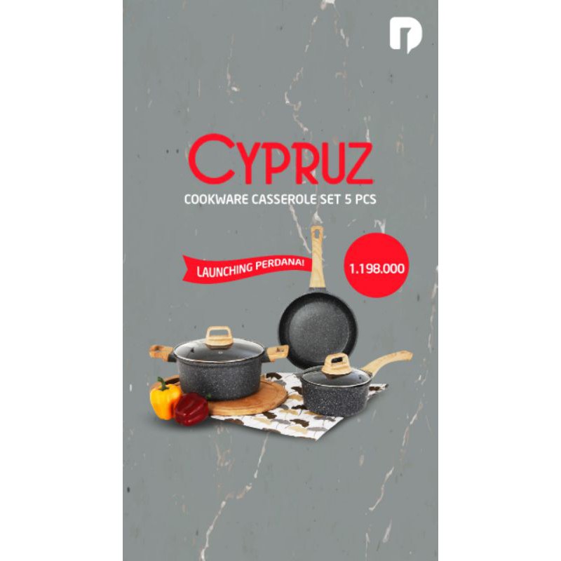 cypruz cookware casserole set 5pcs