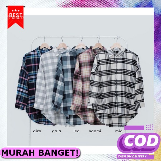 Kemeja Oversize Hem Jumbo Besar Korea Cewek Kekinian Big Size Union11  Afi - Ec - Kemeja Lexi