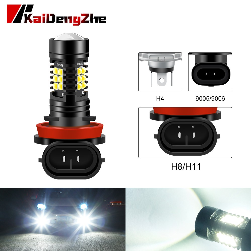 1 PCS Auto DRL H8 H9 H11 LED 9005 9006 H4 21SMD Fog Lamp Double Lens Car DRL Motorcycle Headlight 12V противотуманные фары Xenon White