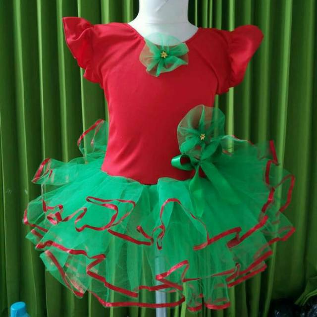 Baju balet anak Christmas, baju balet natal