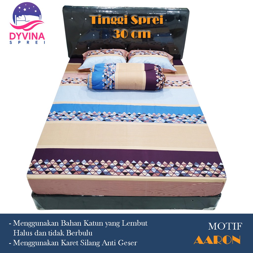 Sprei Set Katun Premium dgn Karet Anti Geser - Tinggi 30cm - Motif G