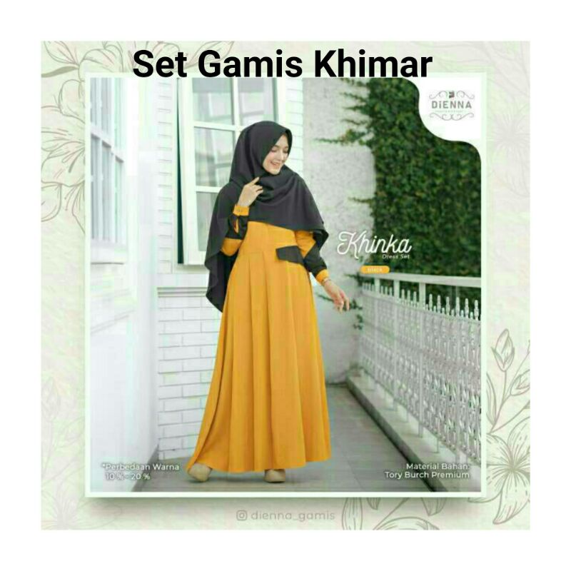 Set Gamis Khimar Syari Set Dress Muslim Toryburch Dienna Khienka Series Hn