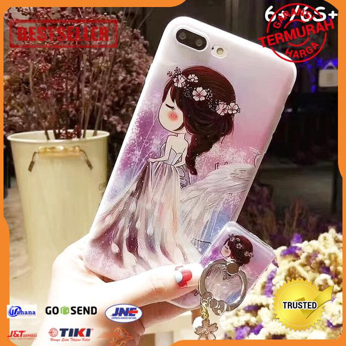 CASE HP IPHONE 6 PLUS 6S PLUS BEAUTY GIRL WITH STAND RING SOFT CASE CASING