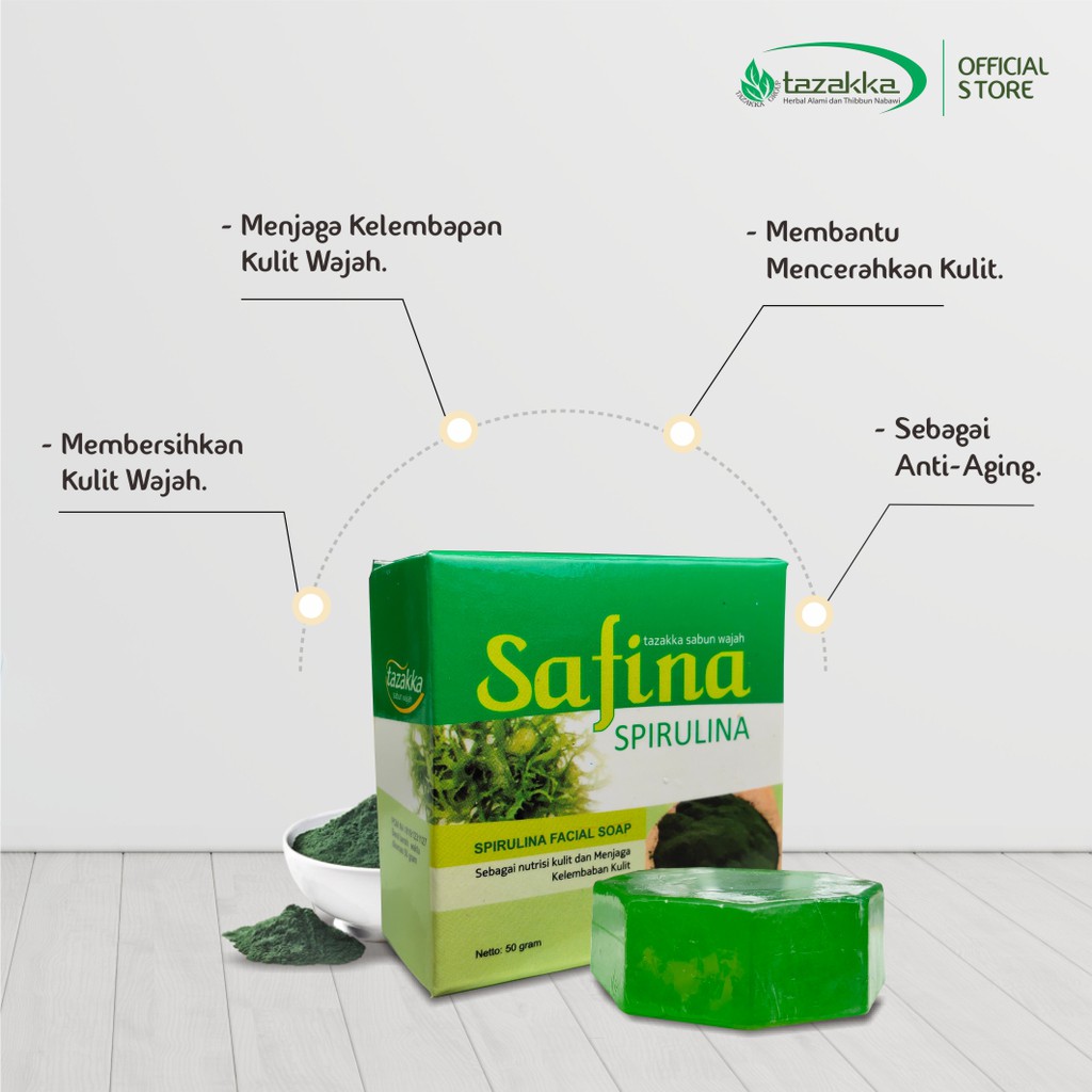 SABUN SPIRULINA SAFINA Herbal Tazakka Sabun Muka Pembersih Wajah ORIGINAL Halal BPOM.