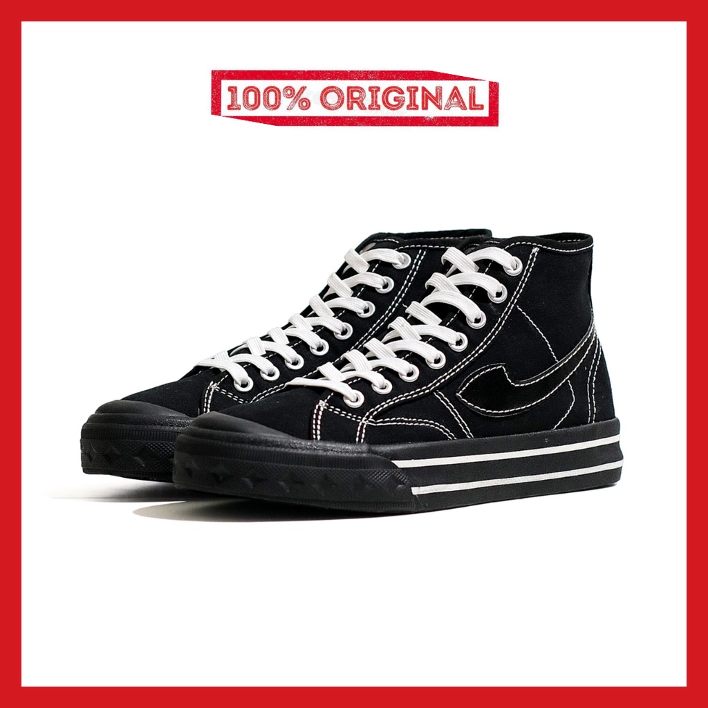 ORIGINAL - Sepatu Brand Lokal Kasual Pria Wanita No Brand Black Oreo Hi Not Sneakers Compass Retrograde Black Oreo