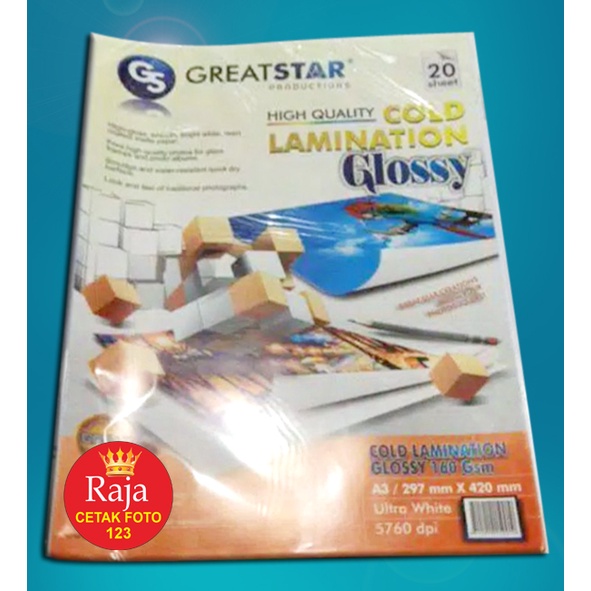 

COLD LAMINATION GLOSS/LAMINASI DINGIN GLOSSY A3/20 LEMBAR