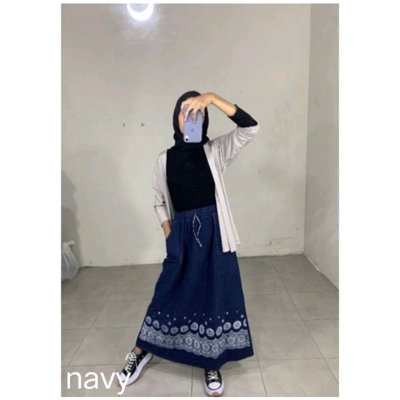 Rok jeans panjang Rok panjang dewasa Rok jeans murah Rok semi jeans.Rok serba35