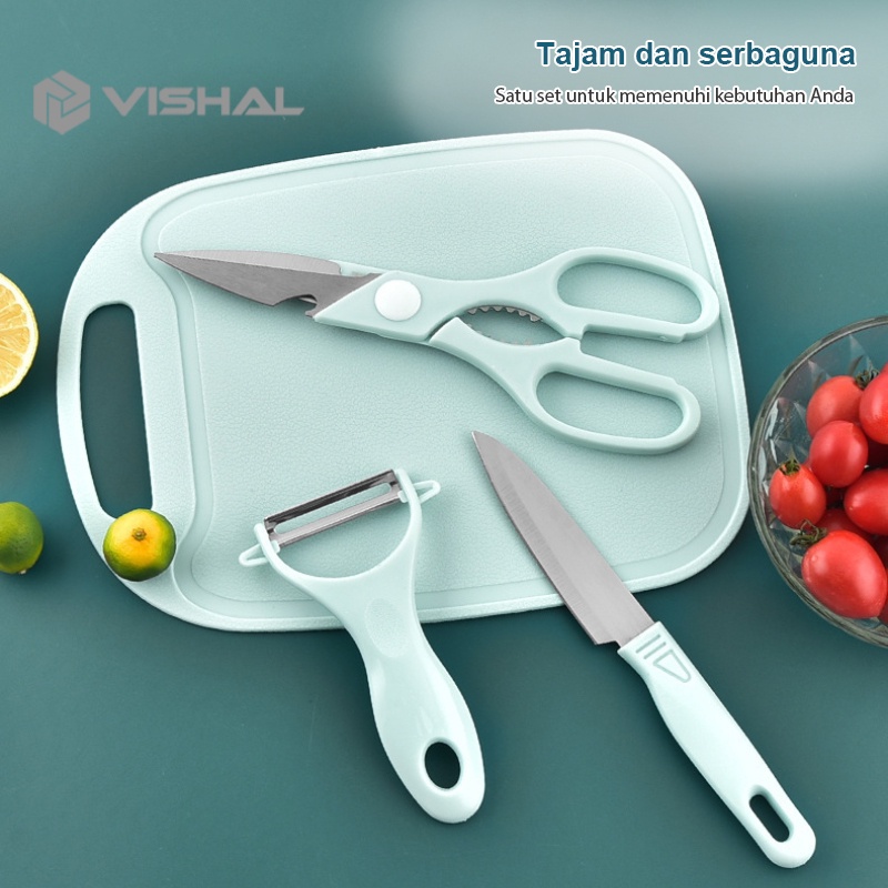 VISHAL 4PCS PISAU SET Pisau Keramik Talenan Set Knife Pisau Buah - ANTI KARAT - VS-1807