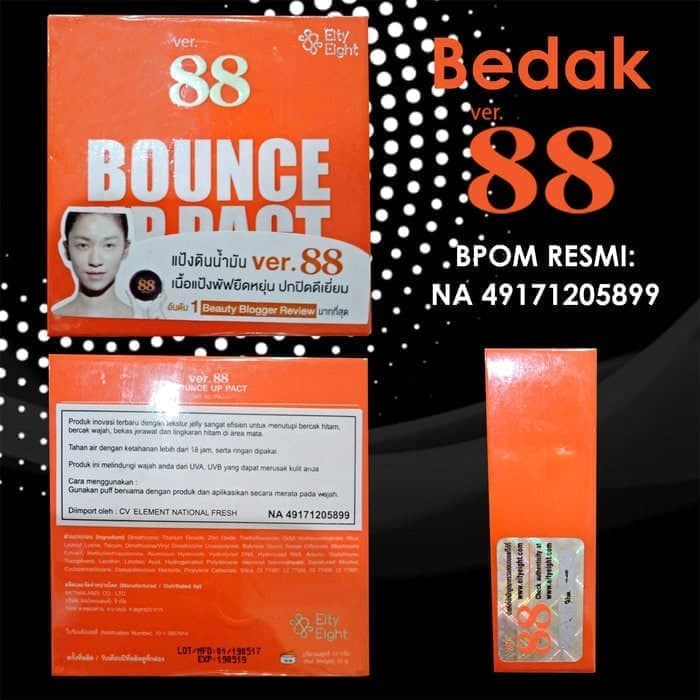 Bg00Ih Perawatan Wajah Bedak Wanita Ver 88 Bounce Up Pact Bpom Original