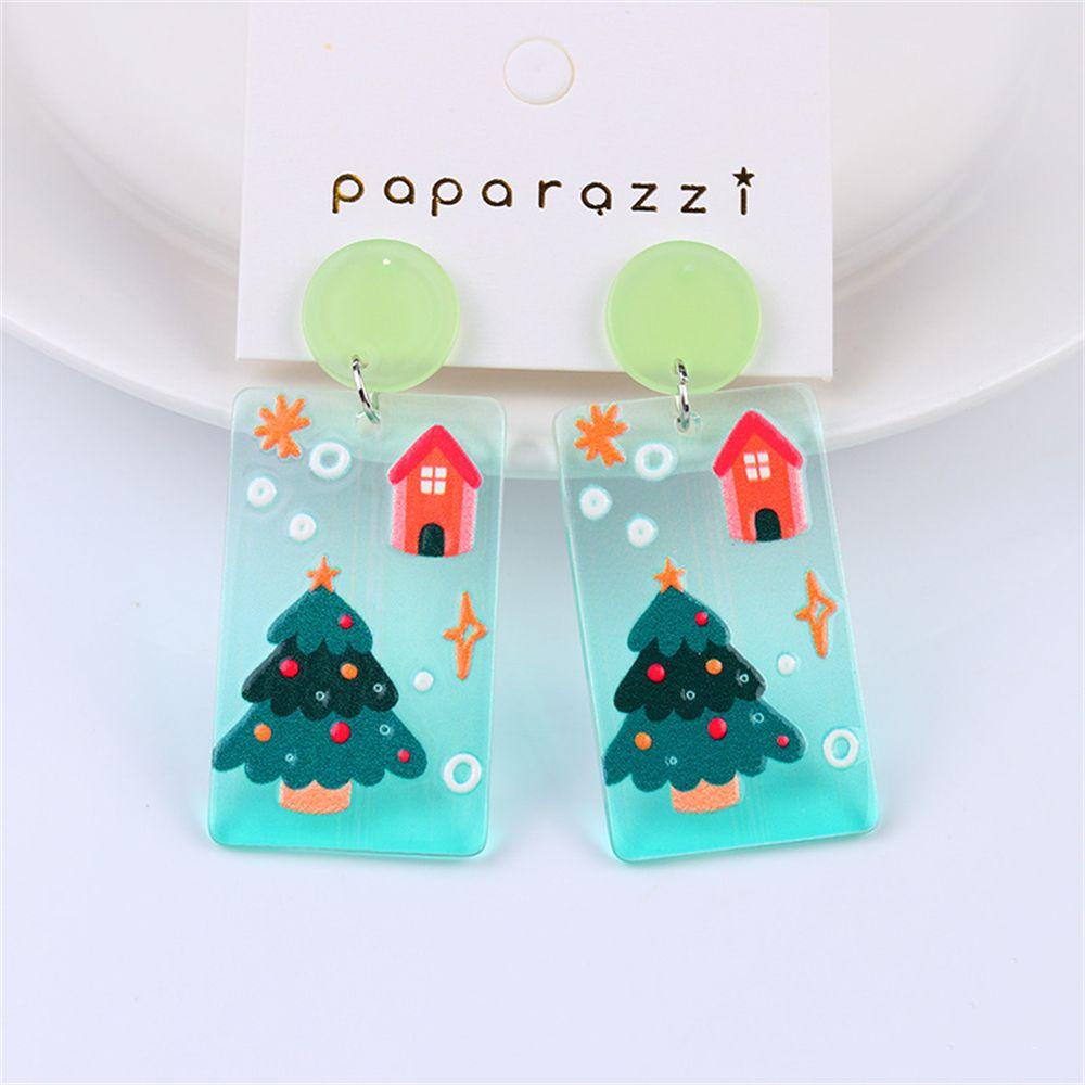 Preva Anting Natal Anting Perhiasan Fashion Kreatif Snowflake Snowman Xmas Hadiah Akrilik