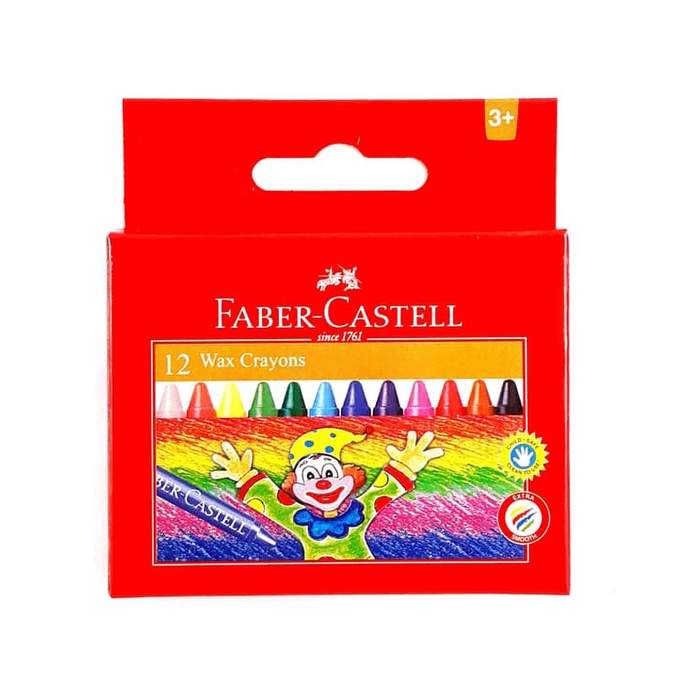 Krayon Wax Faber Castell 12 Warna &amp;  24 Warna / Crayon Cerah / Ergonomis Tidak Beracun / Perlengkapan Sekolah Menggambar / Crayon FaberCastell / Alat Mewarnai