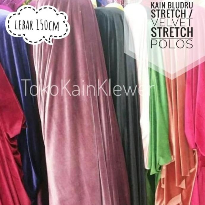 Bahan kain polos bludru Stretch / velvet Stretch / kain meteran / - 1 meter
