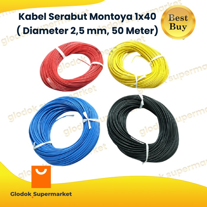 Kabel Serabut Montoya 1x40 ( Diameter 2,5 mm, 50 Meter )