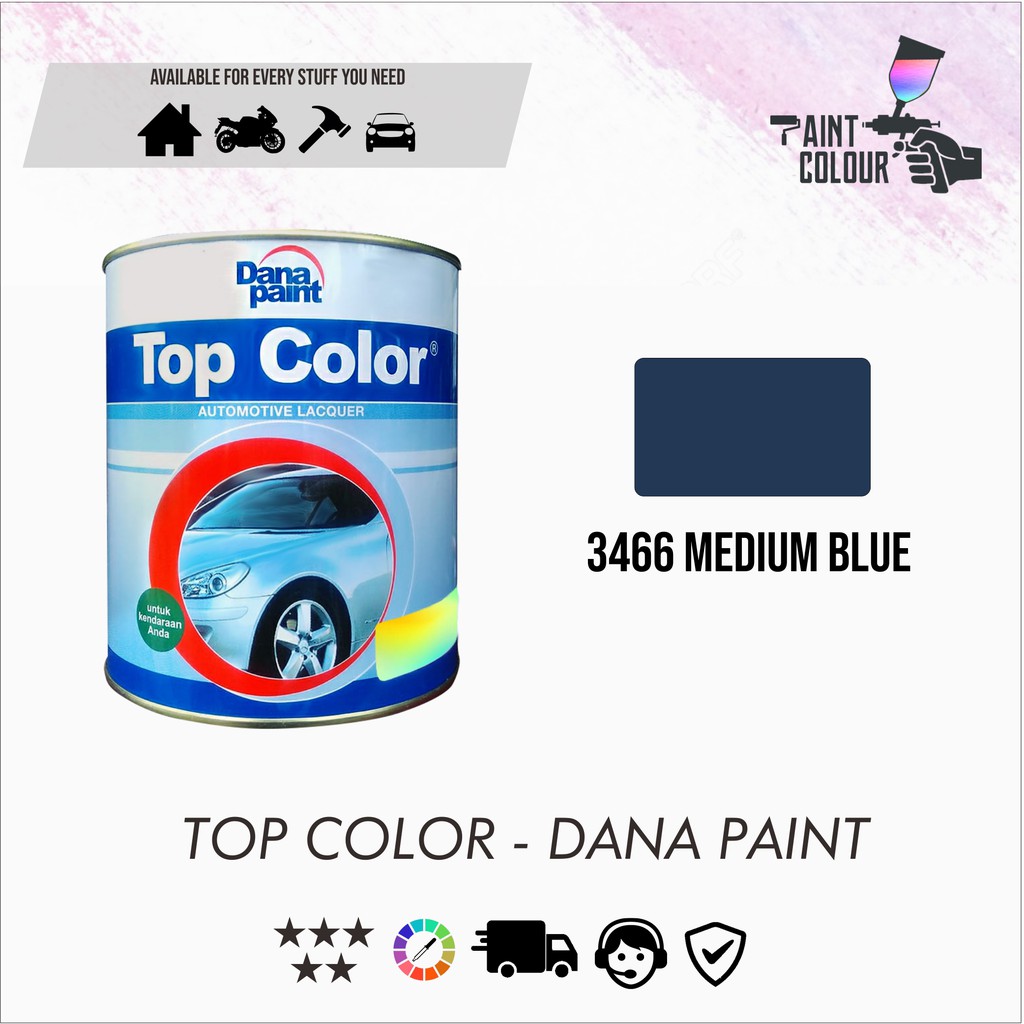 TOP COLOR 3466 Medium Blue - Cat Mobil Kayu Besi Metal Duco