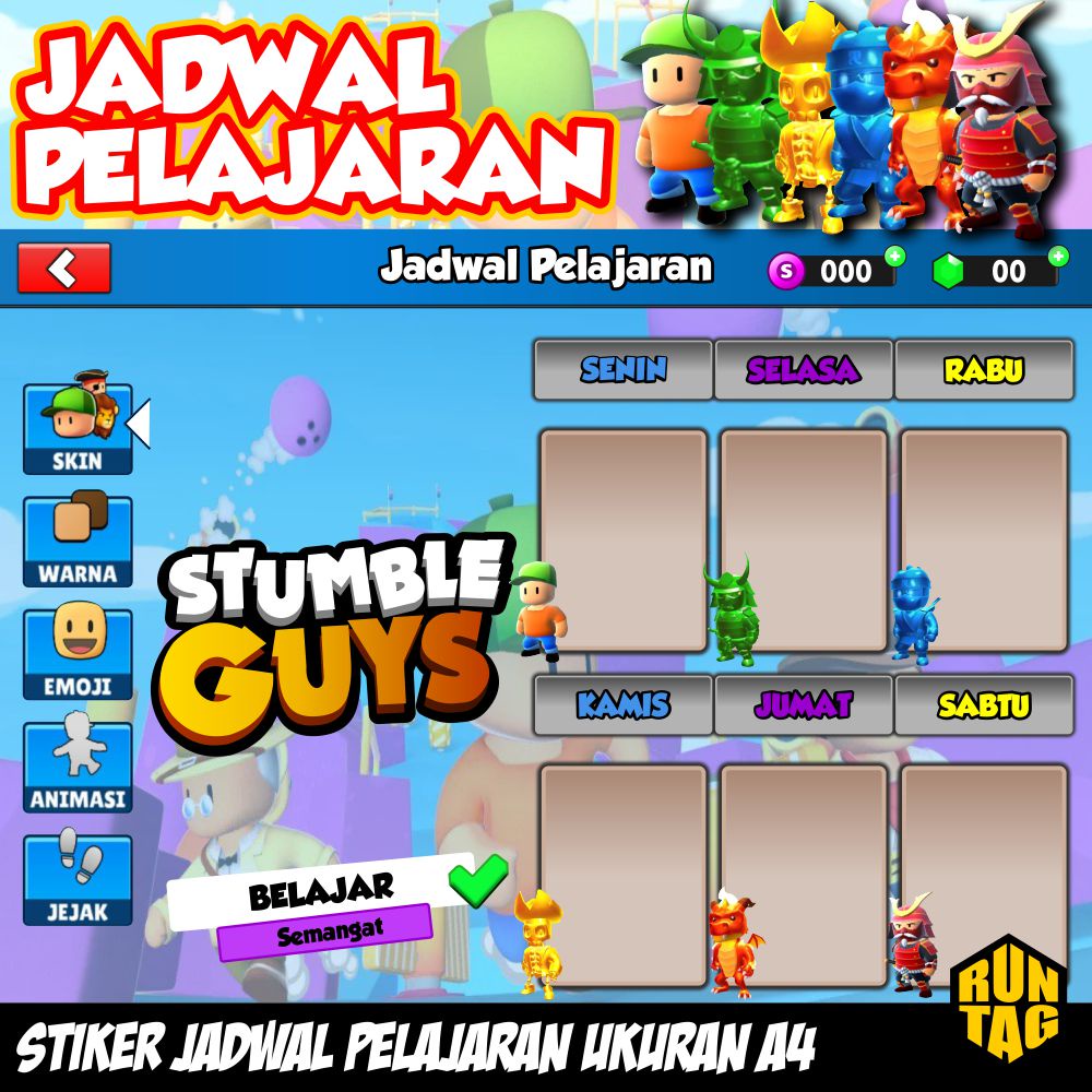 

poster jadwal pelajaran stumble dan Costum