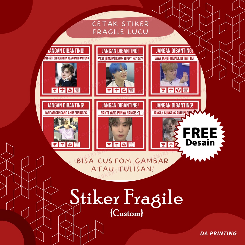[DA PRINTING] Cetak Stiker Fragile Lucu/ Fragile Custom Olshop
