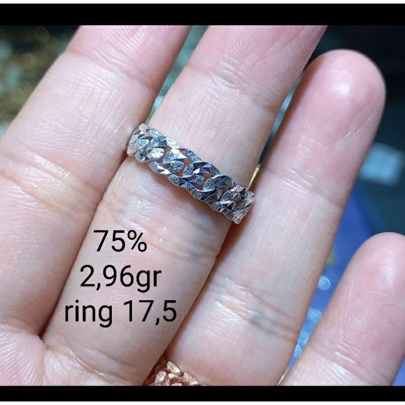 Cincin emas putih sisik naga 750
