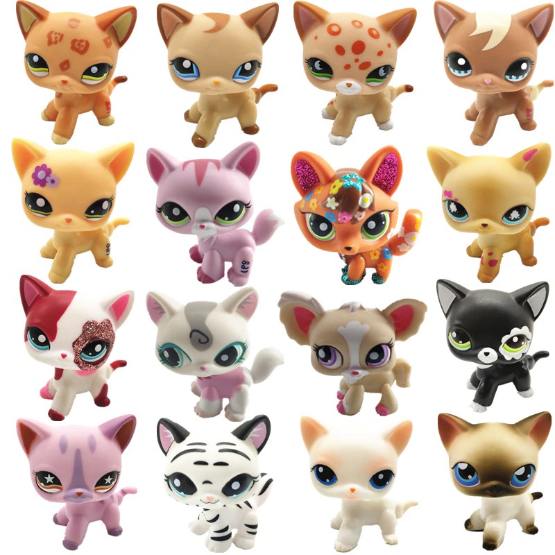 [PO] LPS Pet Shop Cute Short Hair Cat Toys Great Dane Collie Dogs PVC Action Stand Figure Toys