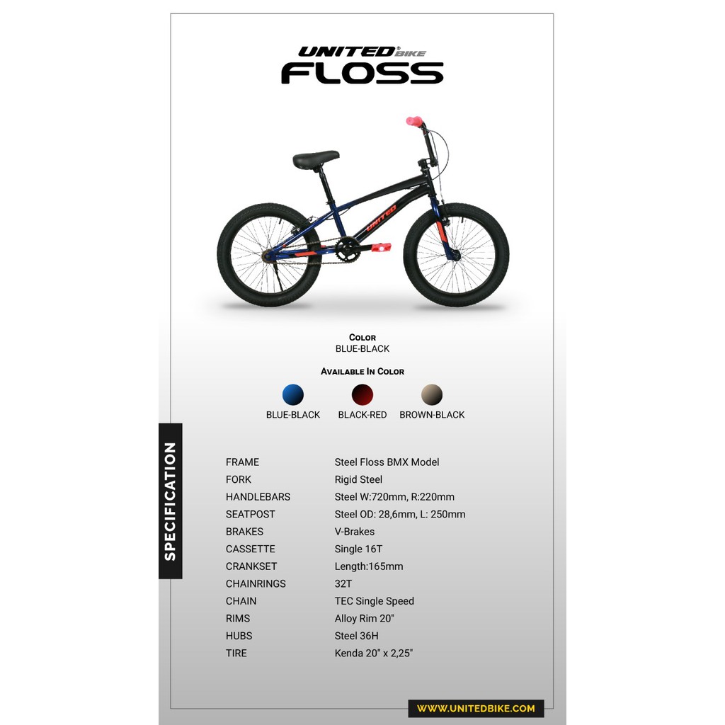 Gojek/Grab Instan Sepeda Anak Remaja BMX 20 Inch United Floss Garansi SNI Kredit Cicilan COD-2