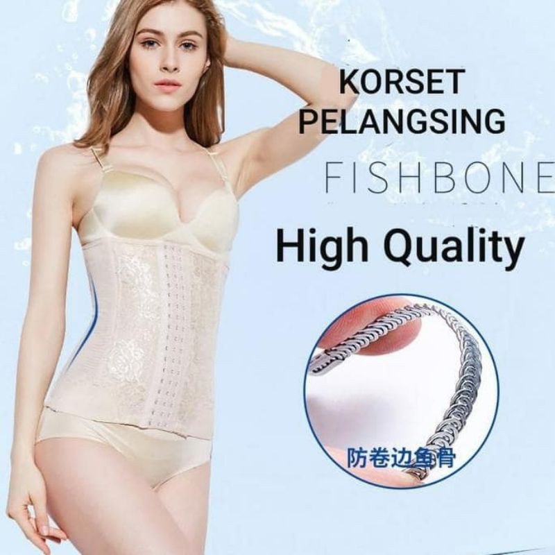 Rose Korset Pengait Hook Waist Trainer Body Pelangsing Perut Premium