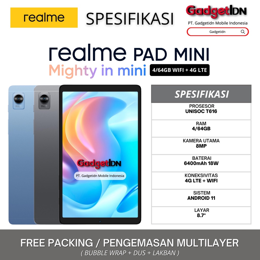 REALME PAD MINI 4/64GB 3/32GB 4G LTE GARANSI RESMI REALME