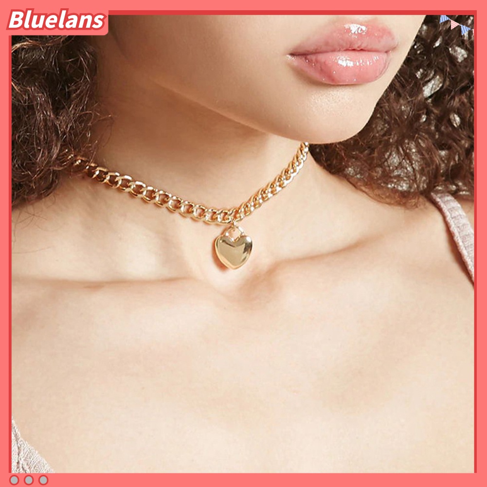 Kalung Rantai Choker Dengan Liontin Hati Romantis Untuk Wanita