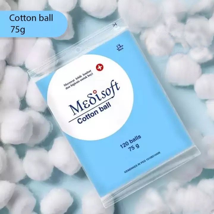 Medisoft Kapas Bulat isi 120 ball / biru EXP 2028