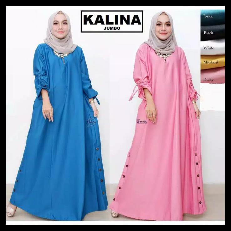 Ekslusif Ssf Gamis Katun Maxi Kalina Maxi Polos Maxi Jumbo 5L - Pink Dusty, 5L