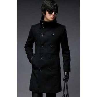 Blazer Pria Korea Panjang long Coat BLC 4 Hitam S