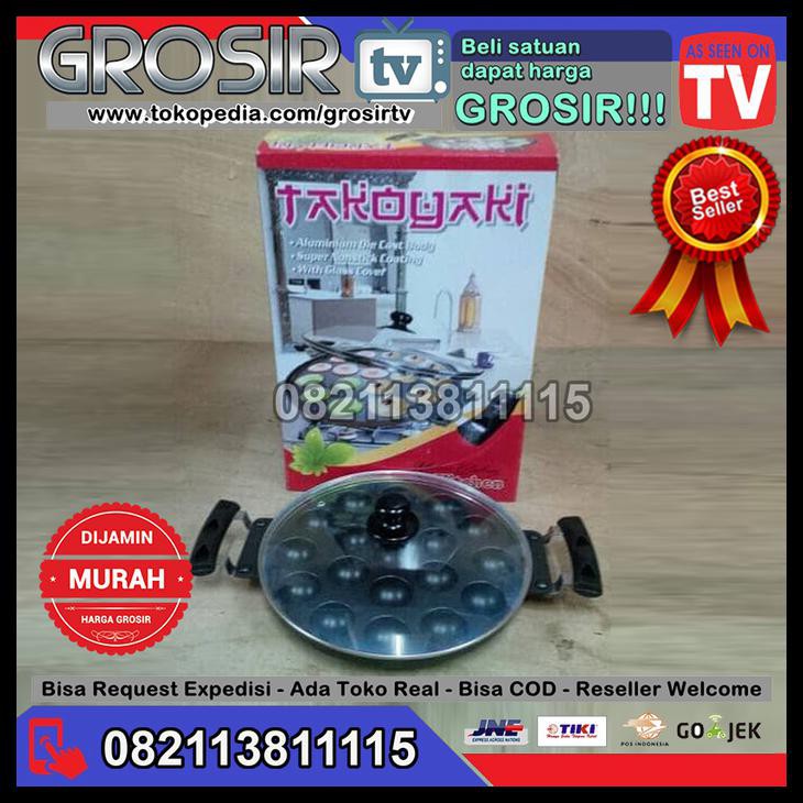 Grosir Cetakan Kue Takoyaki Snack Maker 19 Lubang Poffertjes Panci Teflon - Dus Takoyaki