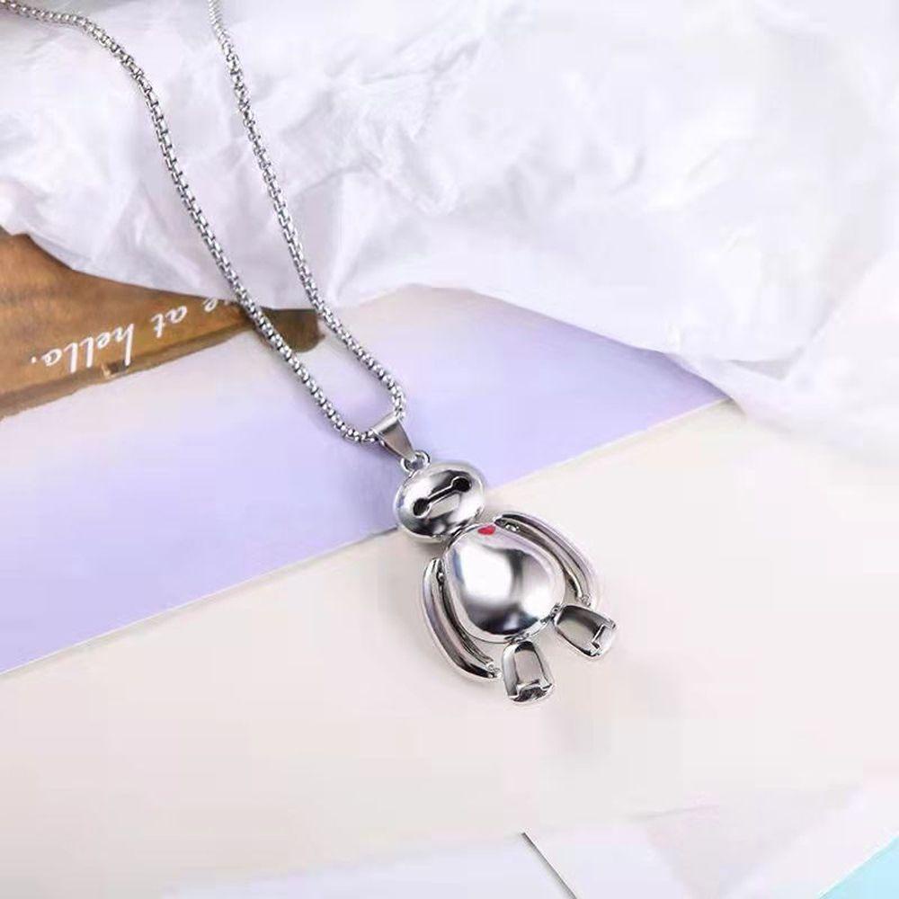 NEEDWAY Liontin Kalung Korea Hip Hop Hadiah Baymax Cinta Anggota Tubuh Bergerak Sweater Rantai Kalung