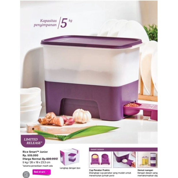 tempat beras rice smart tupperware