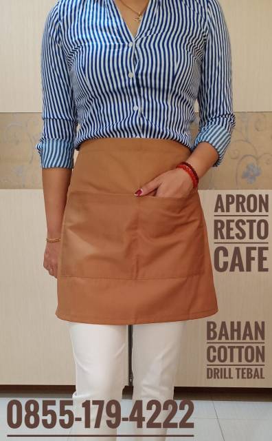 Celemek Apron Cotton Half Mini Hitam Untuk Resto &amp; Cafe