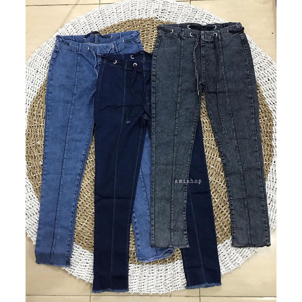 ZOLA High Waist Jeans RAWIS Pinggang Tali 1802 HW Tulang Pinggang Tali RUMBAY