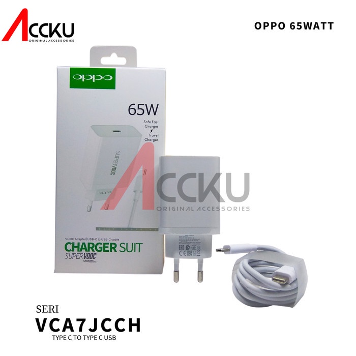 Travel Charger Oppo Reno 6 Pro Cas Charger Oppo 65W  Original Charger Oppo Super Dart VCA7JCCH Oppo USB C to Type C Original 100%