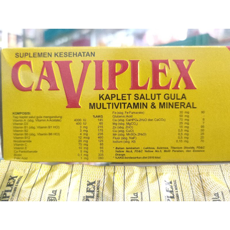 CAVIPLEX MULTIVITAMIN KAPLET 1 STRIP @10 Kaplet salut gula