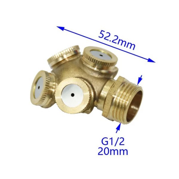 SPRAYER/SPUYER KABUT 4 KEPALA KUNINGAN  DENGAN 4 NOZZLE  WALET JAMUR DLL FEZONE