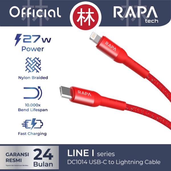 RAPAtech DC1014 - LINE I - USB-C to Lightning Cable 27W QC 100 cm 1M