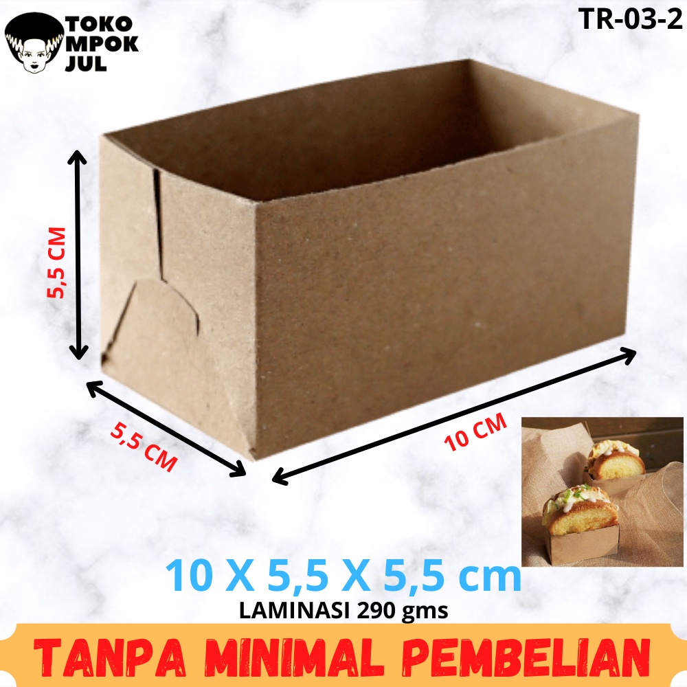 

TANPA MINIMUM - Box Kotak Kardus Dus Roti Bakar Tempat Roti Toast Box Kentang Nugget 10x5,5x5,5 cm Laminasi