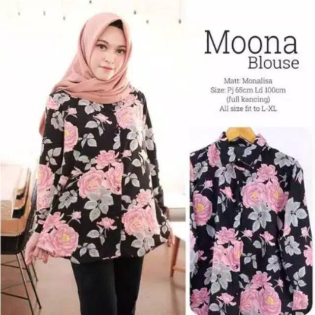 PROMO MOONA BLOUSE MONALISA /KEMEJA CEWEK