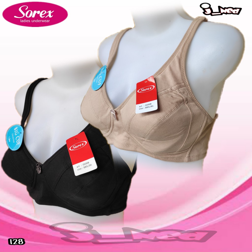 J128 BRA SOREX TANPA BUSA TANPA KAWAT SOREX CUP D BESAR SIZE 36 - 44