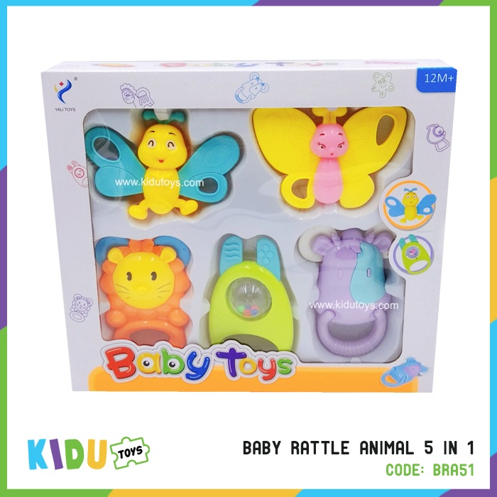 Mainan Newborn Mainan Kerincing Bayi Baby Rattle Animal 5 in 1 Kidu Toys